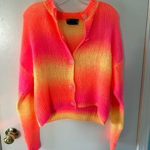 Crew neck cardigan space dye